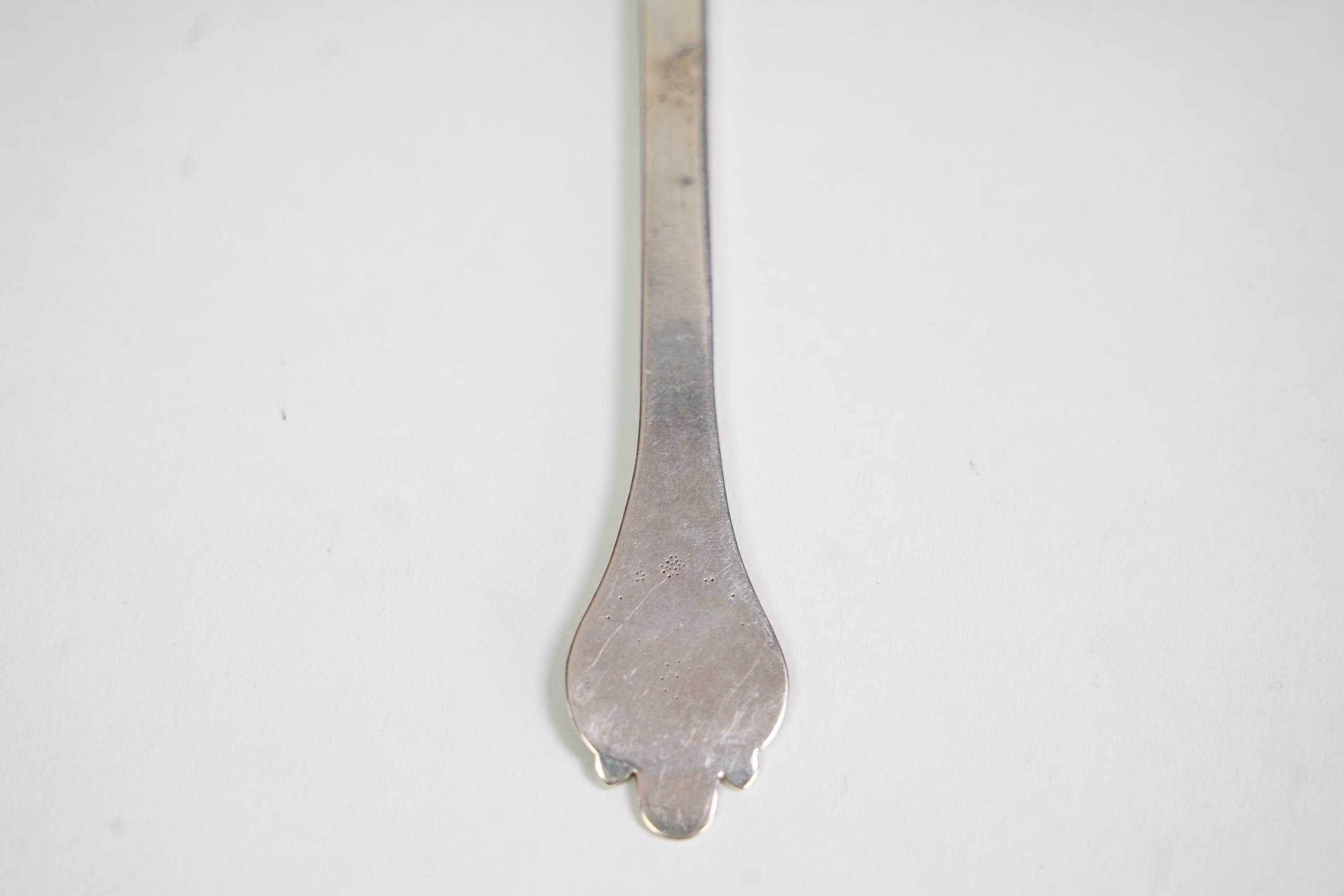 A late 17th century silver lace back trefid spoon, by William Scarlett